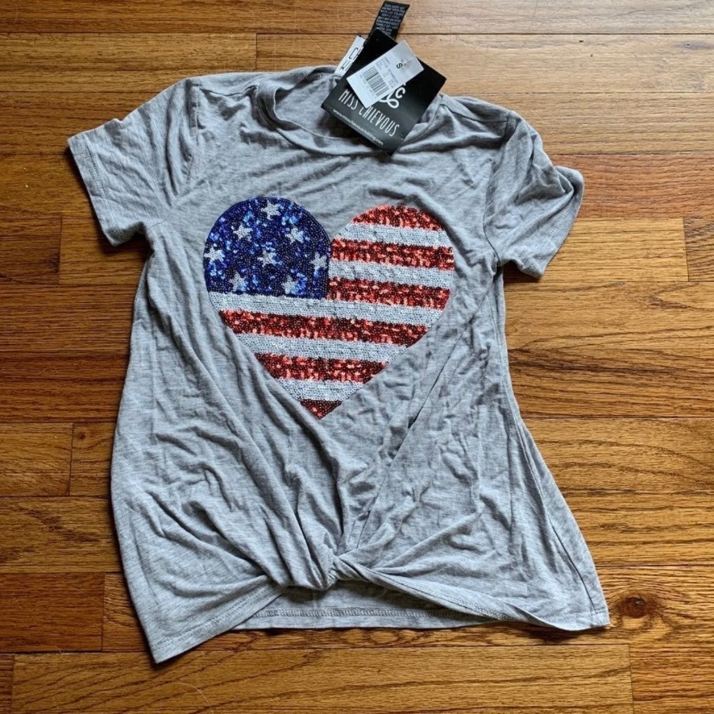 Girls Heart Sequin Shirt Size S